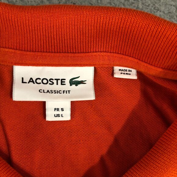 Lacoste Shirt Men L Orange Polo Preppy Classic Fit Preppy Logo Pullover Normcore - Picture 5 of 9